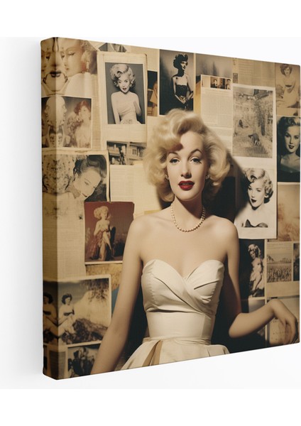 Marilyn Monroe Vintage Fotoğraf Koleksiyonu Kanvas Tablo - Marilyn Monroe Duvar Sanatı Güzellik