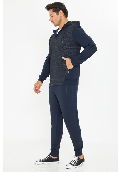 Erkek Tam Fermuarlı Kapüşonlu Eşofman Takımı Indigo 5816-İ indirimleri