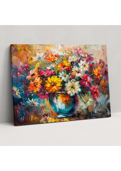 Leonid Afremov Vazo Içinde Çiçekler Kanvas Tablo - Duvar Sanatı Duvar Dekorasyonu