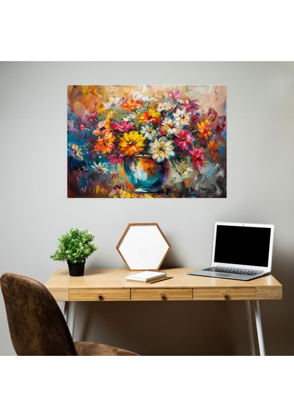 Leonid Afremov Vazo Içinde Çiçekler Kanvas Tablo - Duvar Sanatı Duvar Dekorasyonu modelleri