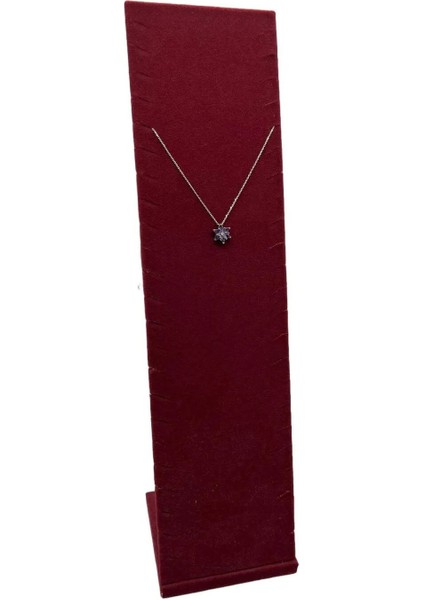 Moscow Model Süet Kumaş Bordo Renk 40/10 cm Ayaklı Takı Sergileme Standı