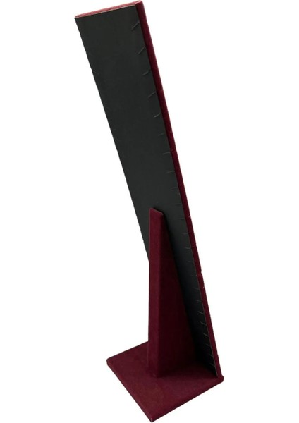 Moscow Model Süet Kumaş Bordo Renk 40/10 cm Ayaklı Takı Sergileme Standı modelleri