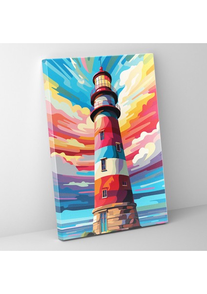 Pop Art Deniz Feneri Duvar Dekorasyonu - Deniz Feneri Pop Art Illüstrasyon Duvar Sanatı Duvar Dekorasyonu