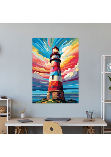 Pop Art Deniz Feneri Duvar Dekorasyonu - Deniz Feneri Pop Art Illüstrasyon Duvar Sanatı Duvar Dekorasyonu modelleri