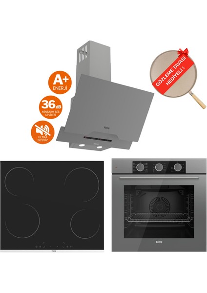 Fryart&flowart Tivoria Vitroseramik Elekt Ankastre Set ( D065-SA Sessiz + MS261 + QXE62CPR)