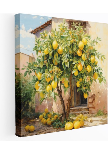 Limon Ağacı Duvar Dekorasyonu - Limon Ağacı Çiçek Açan Limon Ağacı Kokusu Bahar