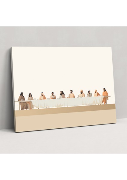 Isa'nın Son Akşam Yemeği Duvar Sanatı - Minimalist Illüstrasyon Kutsal Sanat Kanvas Tablo