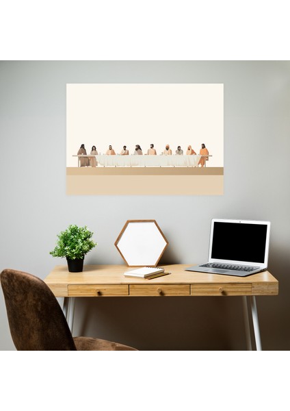 Isa'nın Son Akşam Yemeği Duvar Sanatı - Minimalist Illüstrasyon Kutsal Sanat Kanvas Tablo modelleri