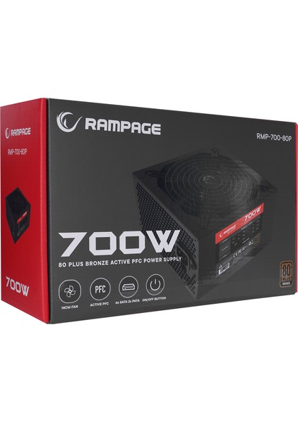 RMP-700-80P 700W 80Plus Bronze 12cm Fan Aktif PFC Power Supply indirimleri