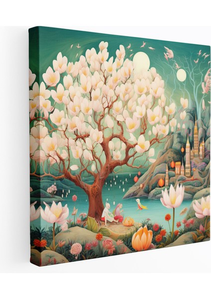 Masalsı Desenli Magnolia Duvar Dekorasyonu: Magnolia Duvar Dekorasyonu Kanvas Tablo Kanvas Duvar Sanatı