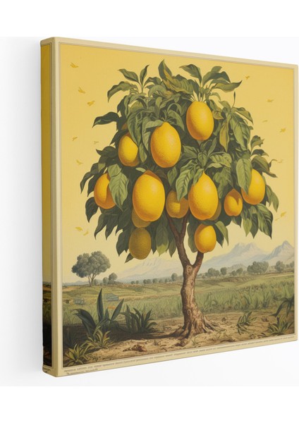 Limon Ağacı Kanvas Tablo - Vintage Narenciye Çiftliği Duvar Dekorasyonu