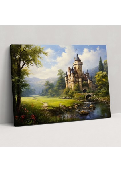 Ortaçağ Kanvas Tablo: Klasik Yağlı Boya Duvar Sanatı - Ortaçağ Yemyeşil Çayırlar Zarif Detaylar Tarihi Çekicilik