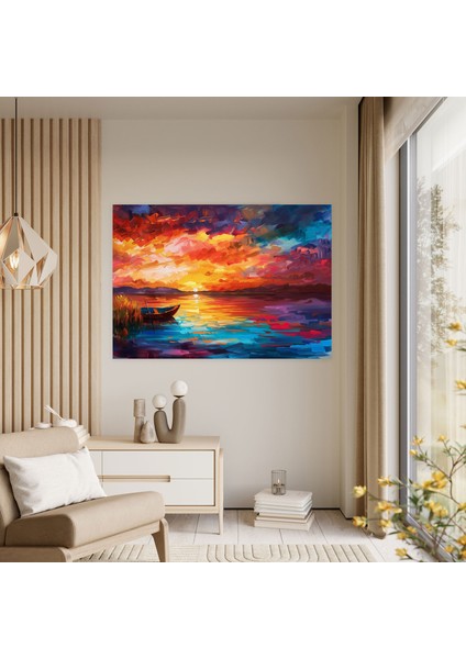 Göl Kenarı Gün Batımı Leonid Afremov Kanvas Tablo - Leonid Afremov Ev Dekorasyonu Duvar Sanatı modelleri