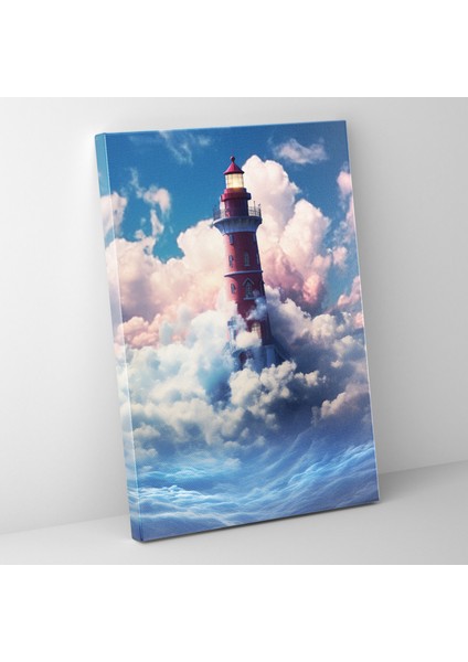 Deniz Feneri Duvar Dekorasyonu - Ev Dekorasyonu Sürreal Dijital Sanat Kanvas Tablo