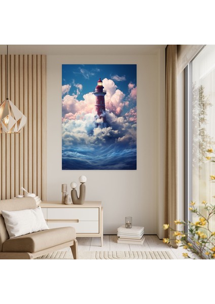 Deniz Feneri Duvar Dekorasyonu - Ev Dekorasyonu Sürreal Dijital Sanat Kanvas Tablo modelleri