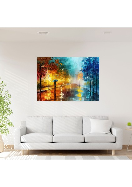 Leonid Afremov Yağmurlu Sokak Kanvas Tablo - Ev Dekorasyonu Duvar Dekorasyonu modelleri