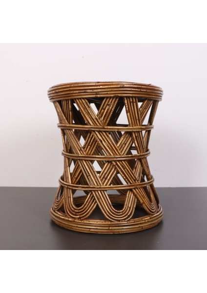 Mylamp Şölen 40X36 cm Doğal Kubu Rattan Sehpa & Tabure- Antik Renk fiyatları