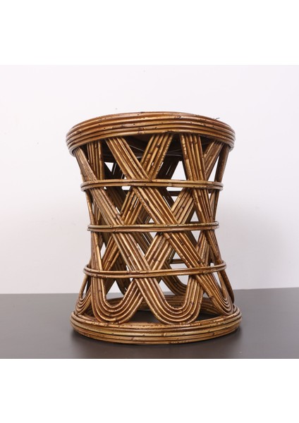 Mylamp Şölen 40X36 cm Doğal Kubu Rattan Sehpa & Tabure- Antik Renk fırsatları