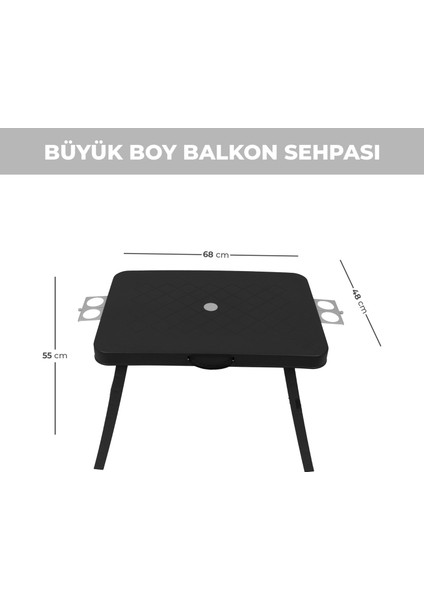 Büyük Boy Katlanabilir Taşıma Kulplu Portatif Plastik Kamp ve Balkon Sehpası ( 68X48X55 cm ) modelleri