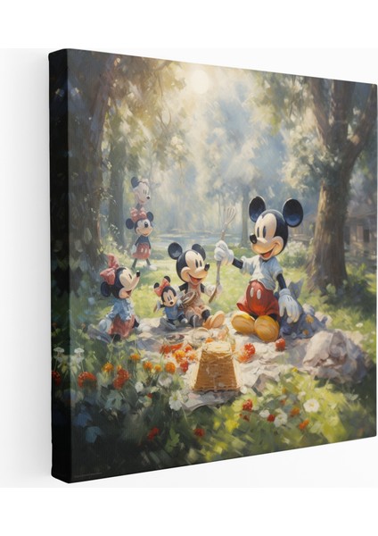 Impresyonist Mickey Mouse Piknik Kanvas Tablo