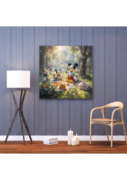 Impresyonist Mickey Mouse Piknik Kanvas Tablo fiyatları