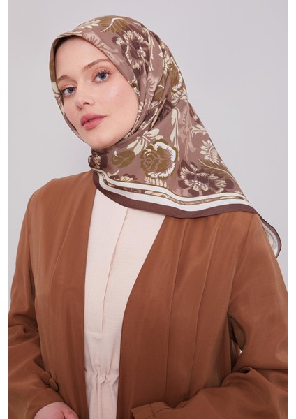 Acı Kahve Gül Desen Aura Eşarp modelleri