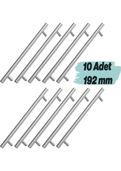 Mobilya Mutfak Çekmece Dolap Kapak Kulpu Kulbu 192 mm Inox Metal Kulp (10 Adet)