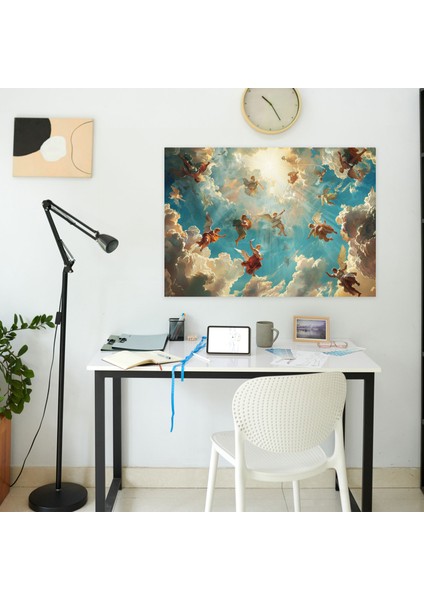 Michelangelo Kanvas Tablo - Göksel Göklerdeki Cennetsel Varlıklar Duvar Sanatı - Michelangelo Duvar Dekorasyonu Kanvas Duvar Sanatı modelleri