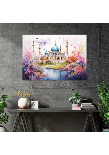 Camii Kanvas Tablo - Camii Islam Hat Sanatı Duvar Dekorasyonu Çiçekler modelleri