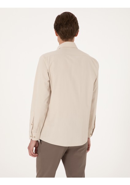 Erkek Bej Slim Fit Uzun Kollu Basic Gömlek 50316734-VR011 indirimleri