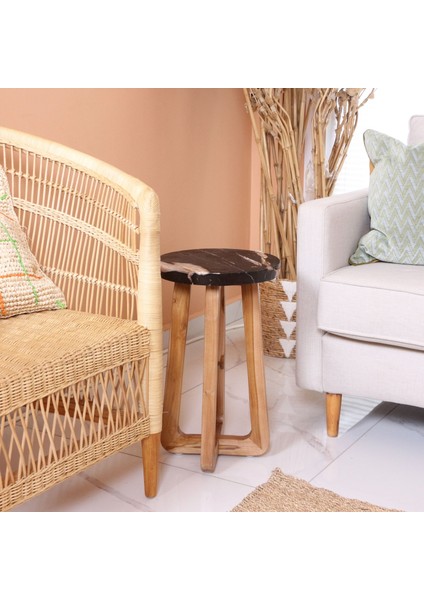 Mylamp Nurıa Fosil Ağaç & Teak Sehpa 30X50X27 cm