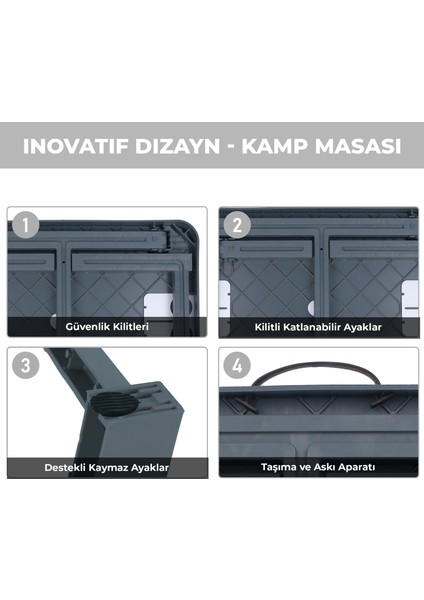 Büyük Boy Katlanabilir Taşıma Kulplu Portatif Plastik Kamp ve Balkon Sehpası ( 68X48X55 cm ) indirimleri