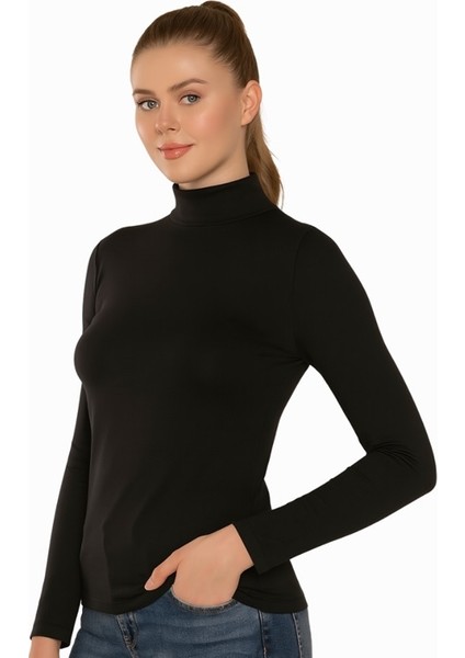 Kadın % 96 Viscone % 4 Elastane Balıkçı Yaka Uzun Kol Body