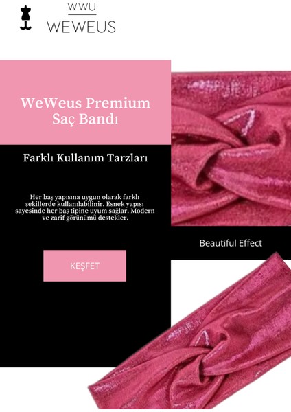 Metalik Pembe Fuşya Renk Premium Kadın Saç Bandı fiyatları