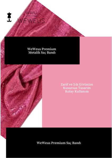 Metalik Pembe Fuşya Renk Premium Kadın Saç Bandı modelleri