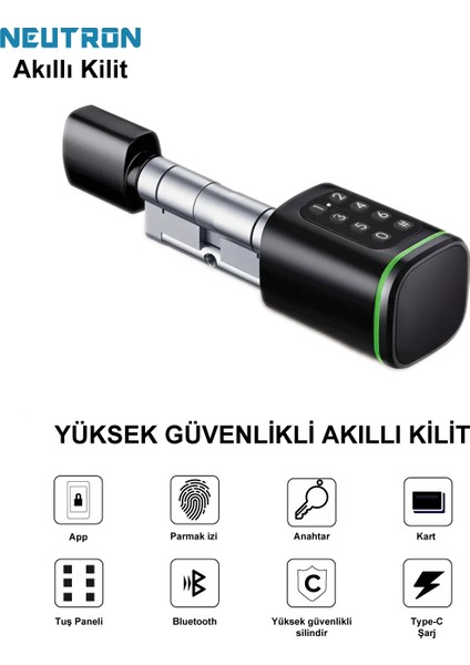 NTL-SC-02FKPB Parmak İzi, Anahtarlı, Tuşlu, Kartlı ve Uzaktan Kontrollü Akıllı Kapı Kilidi modelleri