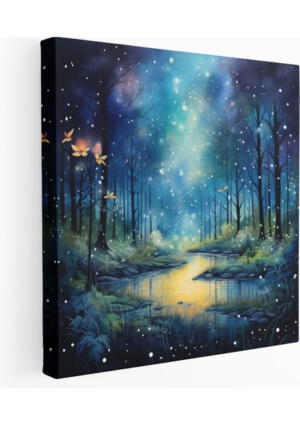 Gece Ormanı Kanvas Tablo - Duvar Sanatı Gece Kanvas Tablo