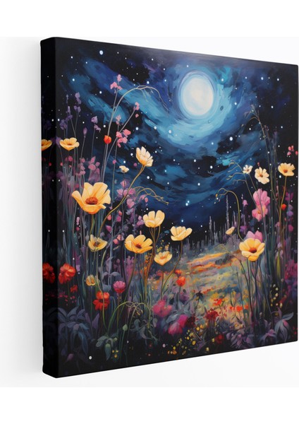 Gece Bahçesi Kanvas Tablo - Ev Dekorasyonu Duvar Sanatı Gece Bahçesi