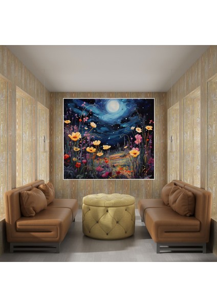 Gece Bahçesi Kanvas Tablo - Ev Dekorasyonu Duvar Sanatı Gece Bahçesi modelleri