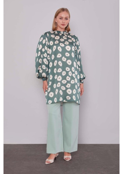 Yeşil Yuvarlak Desenli Tunik fiyatları