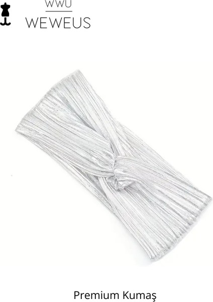 Parlak Açık Gri Renk Premium Kadın Saç Bandı