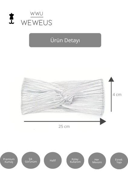 Parlak Açık Gri Renk Premium Kadın Saç Bandı modelleri