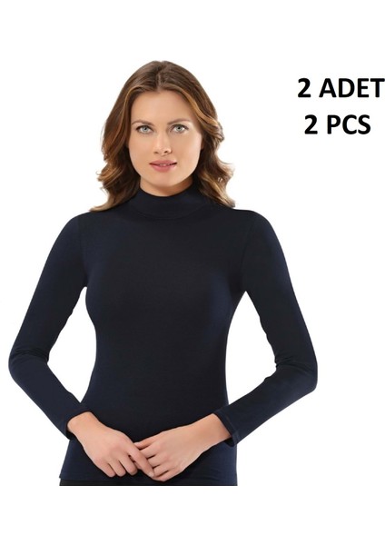 Kadın % 47 Modal % 47 Cotton % 6 Elastane Yuvarlak Yaka Uzun Kol 2'li Body