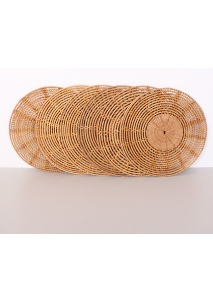 Mylamp Güldem 40 cm Rattan Duvar Dekoru & Supla 6'lı Set