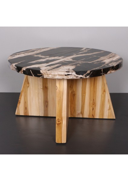 Mylamp Nurıa Fosil Ağaç & Teak Sehpa 60X37X60 cm
