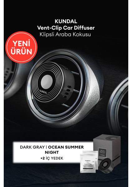 Klipsli Araba Kokusu Dark Gray (Ocean Summer Night) Kundal Vent-Clip Car Diffuser Dark Gray