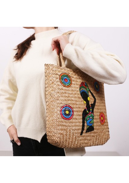 Mylamp Fancy Rattan El Boyaması Çanta 36X35X56 cm indirimleri