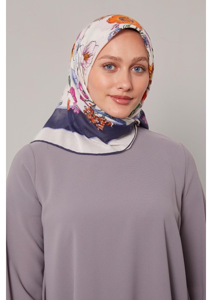 K.lacivert Papatya Desen Pamuk Eşarp modelleri