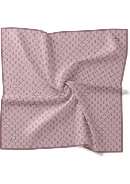 Pembe Petek Desen Twill Ipek Eşarp