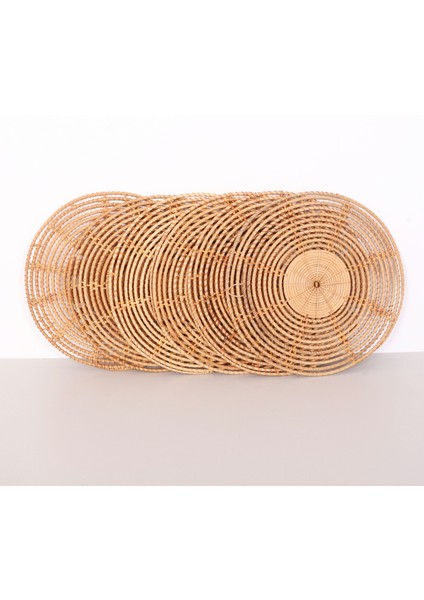 Mylamp Güldem 35 Cm. Rattan Duvar Dekoru & Supla 6'lı Set